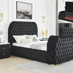 5115BK NATALIA KING BED W/FIREPLACE,TV LIFT BK