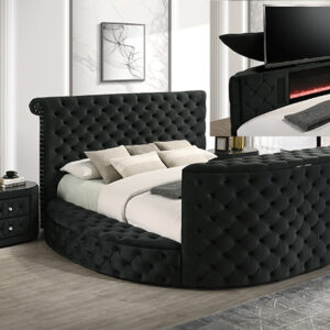 5212BK VOLTARE KING FIREPLACE/TV LIFT BED BLACK
