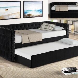 5335BK-SET TRINA BLACK DAYBED WITH TRUNDLE
