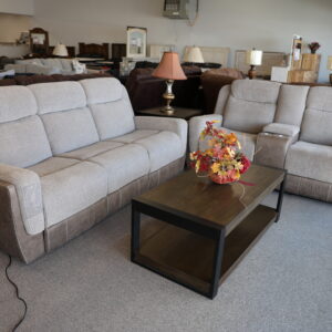 Bristol Reclining Sofa & Loveseat Set – Stone & Mocha