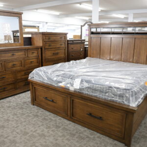 Sierra 6-Piece Storage Bedroom Set – Warm Walnut Finish