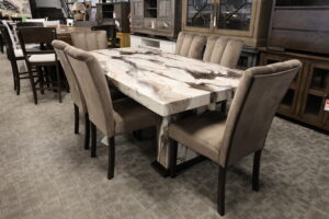 Valencia 7-Piece Marble-Look Dining Set