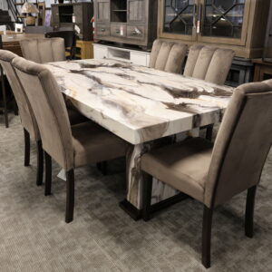Valencia 7-Piece Marble-Look Dining Set