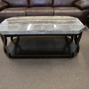 Granite-Look Coffee Table with Geometric Base