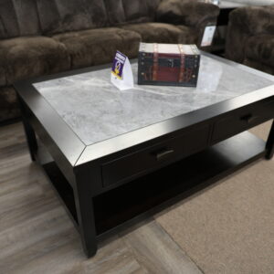 Black & Marble-Look Coffee Table