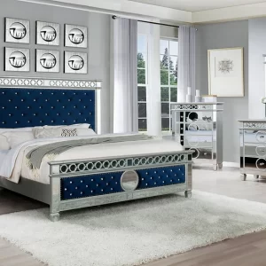 B1852 Bella Velvet Blue Color 4pc King Bedroom Set (Copy)