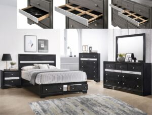 REGATA B4670-Q 6 PC QUEEN PANEL BEDROOM SET WITH STORAGE (BEDROOM)