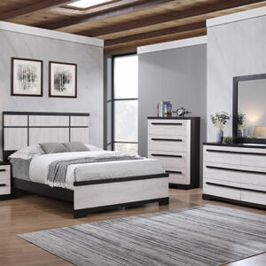 SETB8162 REMINGTON KING 6PC BEDROOM BLACK/WHITE