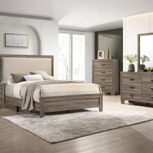 B9205 MILLIE UPHOLSTERED 6PC TWIN/FULL BEDROOM GREY