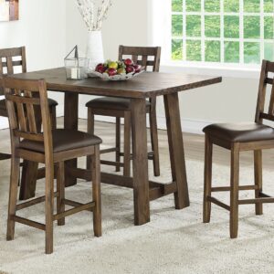 Saranac 5-Piece Counter Dining Set in Rustic Brown Finish