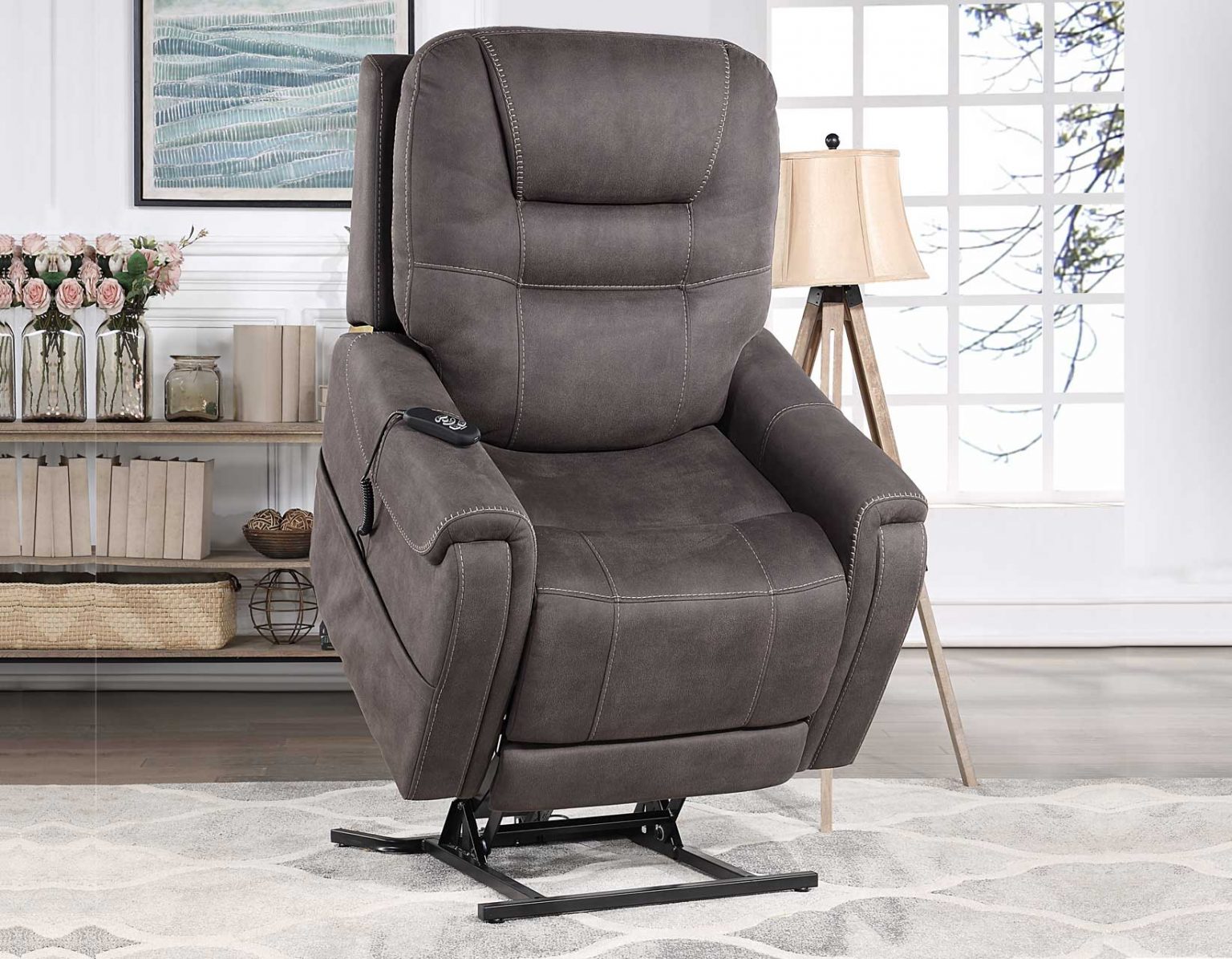 Brisbane Power Lift Chair with Three Heat Zones in Stone