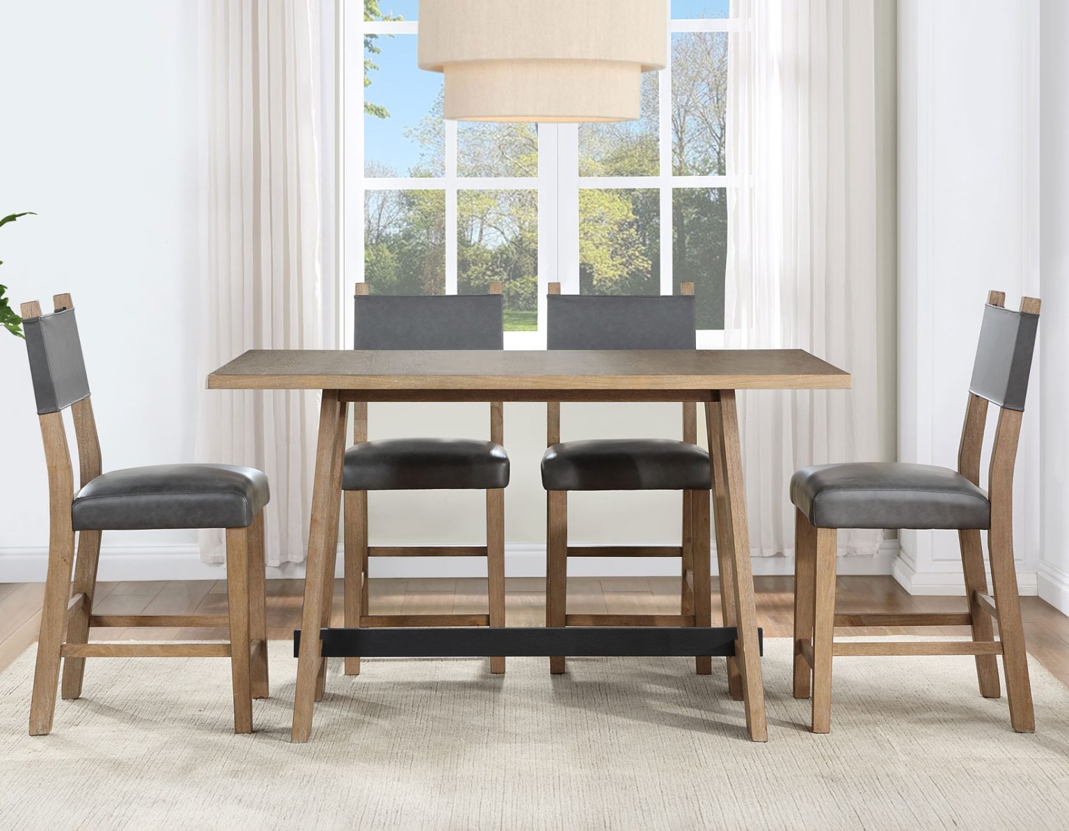 Aubrey 5-Piece Counter Dining Set in Driftwood Finish