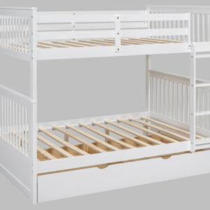 BB31 Full/Full Bunk Bed w/Twin Trundle White