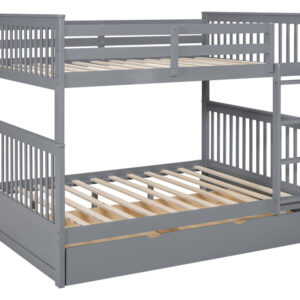 BB33 Full/Full Bunk Bed w/Twin Trundle Gray
