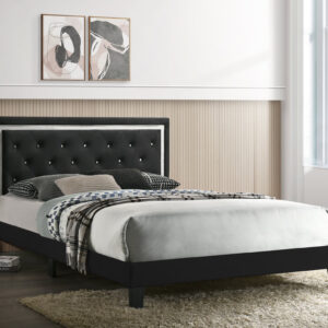 Passion Black Velvet Platform Bed - Twin, Full, Queen, King